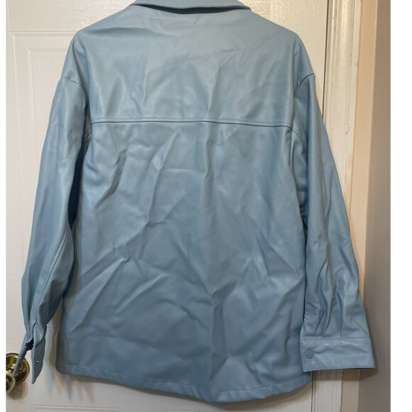 Blue Faux leather oversized jacket small - Picture 2 of 4